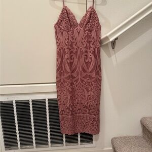 Bardot Pink Midi Dress with Spaghetti Straps